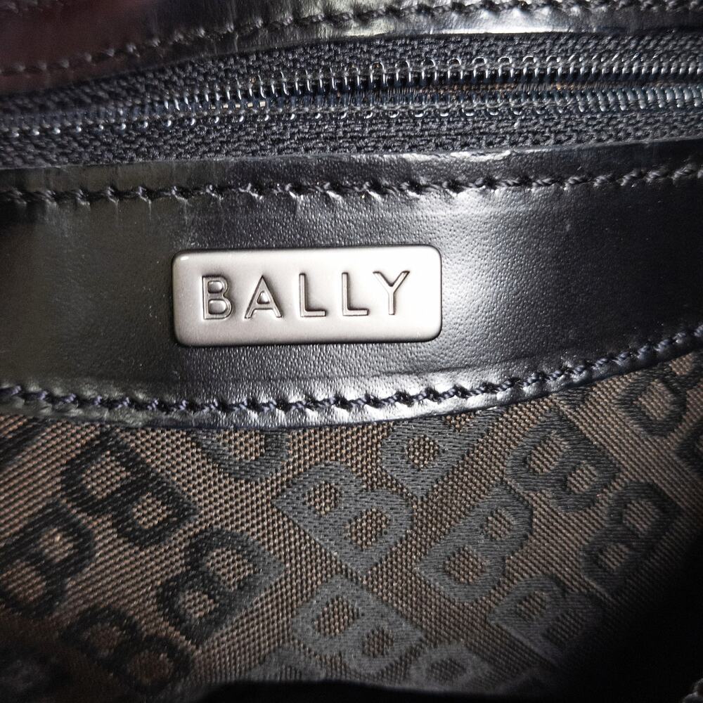 Bally Woven Leather Shoulder Bag Black Structured Minimalist Quiet Luxury - Picture 11 of 12
